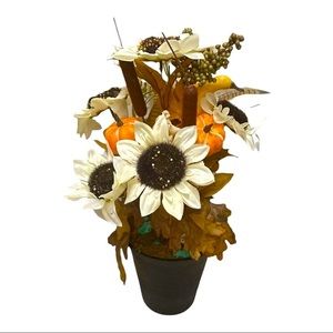 Fall Harvest Faux Potted Floral Decor NWT